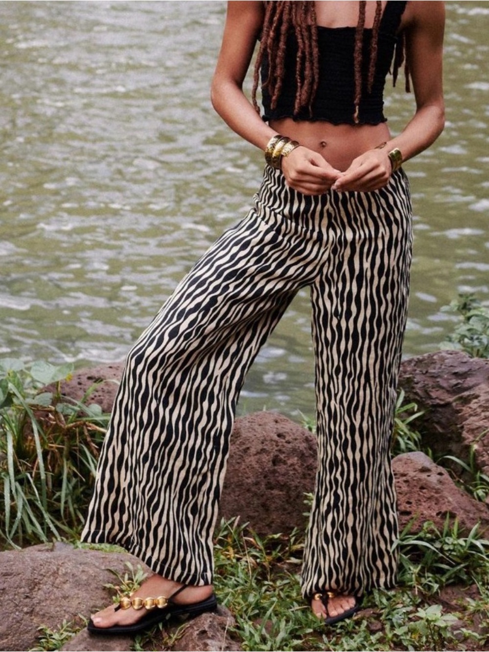 Faithful The Brand Ottavio Capo Testa Zebra Print Linen Pant